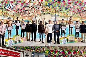 رقابت‌های پرشور شنای پسران در لامرد به مناسبت هفته تربیت بدنی